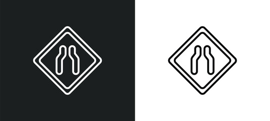 Poster - narrow two lanes line icon in white and black colors. narrow two lanes flat vector icon from narrow 