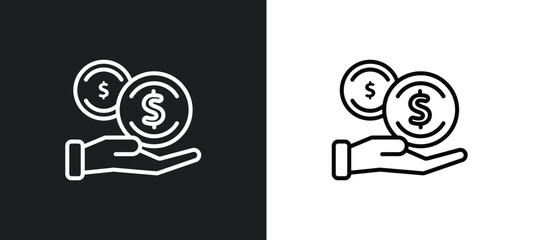 Wall Mural - bribery line icon in white and black colors. bribery flat vector icon from bribery collection for web, mobile apps and ui.