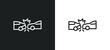 rear end collision line icon in white and black colors. rear end collision flat vector icon from rear end collision collection for web, mobile apps and ui.