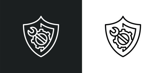 Poster - repair line icon in white and black colors. repair flat vector icon from repair collection for web, 
