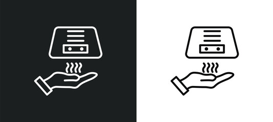 Poster - drying hands line icon in white and black colors. drying hands flat vector icon from drying hands collection for web, mobile apps and ui.