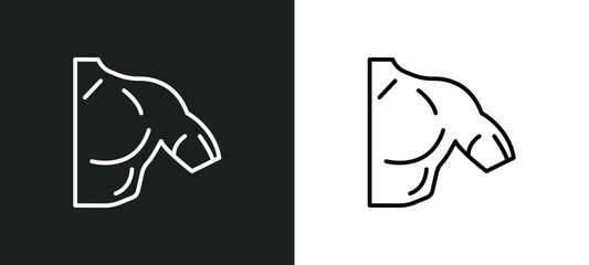 Aufkleber - men shoulder line icon in white and black colors. men shoulder flat vector icon from men shoulder co
