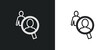 © IconArt - human resources line icon in white and black colors. human resources flat vector icon from human resources collection for web, mobile apps and ui.