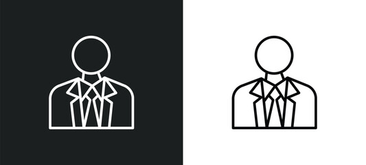 Poster - businessman with tie line icon in white and black colors. businessman with tie flat vector icon from businessman with tie collection for web, mobile apps and ui.
