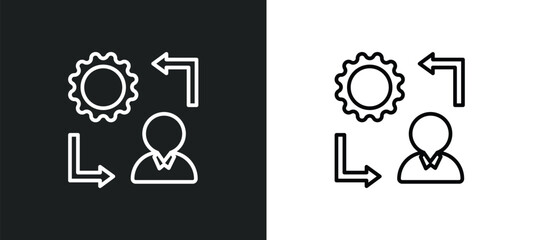 Poster - change management line icon in white and black colors. change management flat vector icon from change management collection for web, mobile apps and ui.