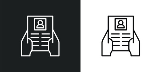 Poster - job application line icon in white and black colors. job application flat vector icon from job application collection for web, mobile apps and ui.