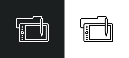Poster - wacom line icon in white and black colors. wacom flat vector icon from wacom collection for web, mobile apps and ui.