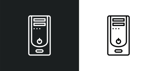 Poster - system unit line icon in white and black colors. system unit flat vector icon from system unit collection for web, mobile apps and ui.