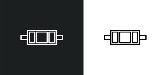 Poster - triceps bar line icon in white and black colors. triceps bar flat vector icon from triceps bar colle