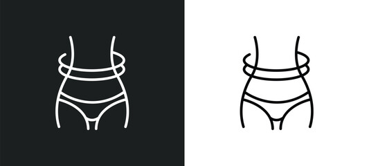 Poster - waist line icon in white and black colors. waist flat vector icon from waist collection for web, mobile apps and ui.