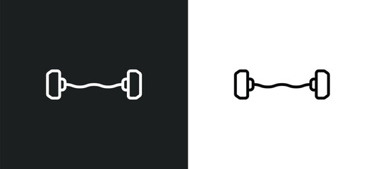 Poster - dumbbells bar line icon in white and black colors. dumbbells bar flat vector icon from dumbbells bar