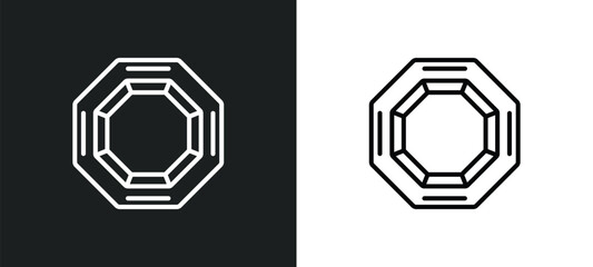 Poster - octagon line icon in white and black colors. octagon flat vector icon from octagon collection for we