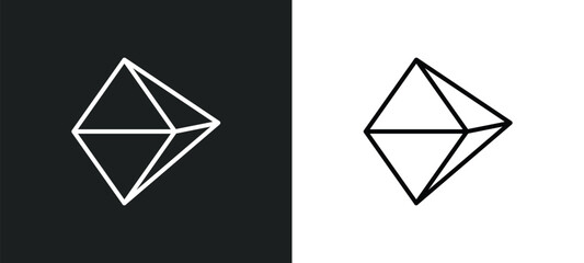 Poster - octahedron line icon in white and black colors. octahedron flat vector icon from octahedron collection for web, mobile apps and ui.