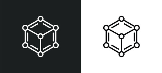 Poster - metatron cube line icon in white and black colors. metatron cube flat vector icon from metatron cube collection for web, mobile apps and ui.