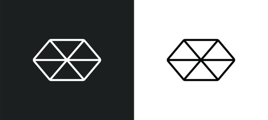 Poster - hexahedron line icon in white and black colors. hexahedron flat vector icon from hexahedron collection for web, mobile apps and ui.