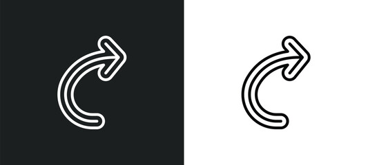 Poster - undo line icon in white and black colors. undo flat vector icon from undo collection for web, mobile apps and ui.