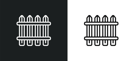 Wall Mural - wooden fence line icon in white and black colors. wooden fence flat vector icon from wooden fence collection for web, mobile apps and ui.