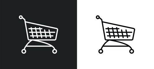 Poster - shopping trolley line icon in white and black colors. shopping trolley flat vector icon from shopping trolley collection for web, mobile apps and ui.