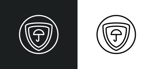 Poster - insurance with a button line icon in white and black colors. insurance with a button flat vector icon from insurance with a button collection for web, mobile apps and ui.