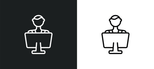 Poster - coworking line icon in white and black colors. coworking flat vector icon from coworking collection for web, mobile apps and ui.