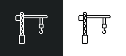 Aufkleber - construction crane line icon in white and black colors. construction crane flat vector icon from con