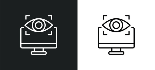 Poster - computer vision line icon in white and black colors. computer vision flat vector icon from computer vision collection for web, mobile apps and ui.