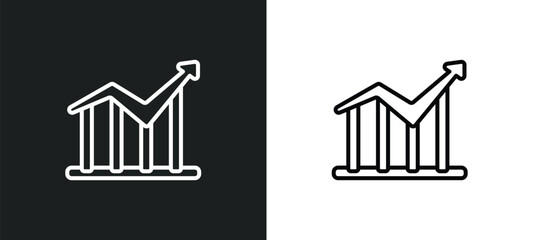 Poster - stock prices line icon in white and black colors. stock prices flat vector icon from stock prices collection for web, mobile apps and ui.