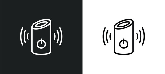 Poster - smart speaker line icon in white and black colors. smart speaker flat vector icon from smart speaker collection for web, mobile apps and ui.