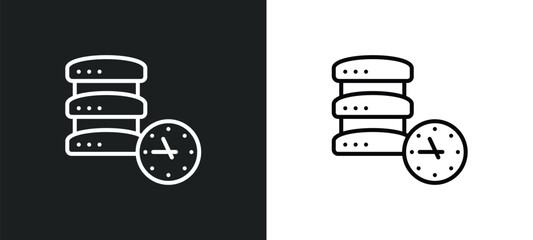 Poster - real time data line icon in white and black colors. real time data flat vector icon from real time d