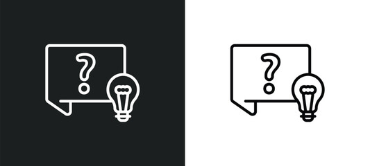 Poster - quiz line icon in white and black colors. quiz flat vector icon from quiz collection for web, mobile