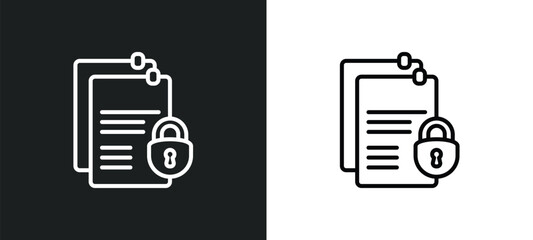 Poster - documentation line icon in white and black colors. documentation flat vector icon from documentation collection for web, mobile apps and ui.