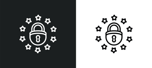 Poster - eu line icon in white and black colors. eu flat vector icon from eu collection for web, mobile apps and ui.