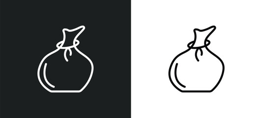 Poster - garbage bags line icon in white and black colors. garbage bags flat vector icon from garbage bags collection for web, mobile apps and ui.