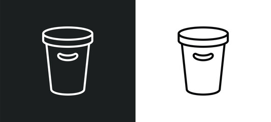 Poster - waste basket line icon in white and black colors. waste basket flat vector icon from waste basket collection for web, mobile apps and ui.