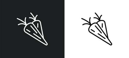 Poster - carrot line icon in white and black colors. carrot flat vector icon from carrot collection for web, mobile apps and ui.