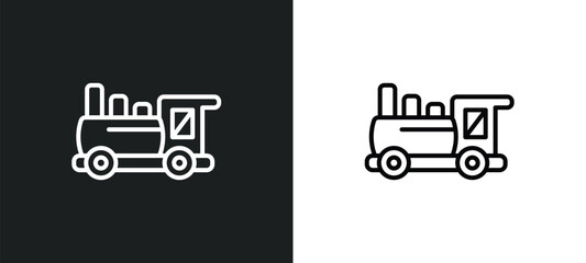 Wall Mural - toy train line icon in white and black colors. toy train flat vector icon from toy train collection for web, mobile apps and ui.