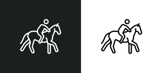 Poster - riding line icon in white and black colors. riding flat vector icon from riding collection for web, mobile apps and ui.