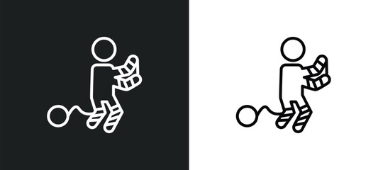 Poster - guilty human line icon in white and black colors. guilty human flat vector icon from guilty human co