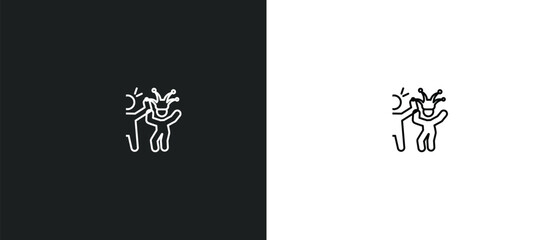 Poster - funny human line icon in white and black colors. funny human flat vector icon from funny human collection for web, mobile apps and ui.