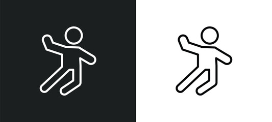 Poster - excited human line icon in white and black colors. excited human flat vector icon from excited human collection for web, mobile apps and ui.