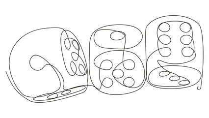 Poster - One continuous line of Dices. Thin Line Illustration vector concept. Contour Drawing Creative ideas.