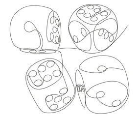 Poster - One continuous line of Dices. Thin Line Illustration vector concept. Contour Drawing Creative ideas.