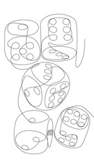 Poster - One continuous line of Dices. Thin Line Illustration vector concept. Contour Drawing Creative ideas.