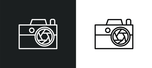 Poster - compact camera line icon in white and black colors. compact camera flat vector icon from compact camera collection for web, mobile apps and ui.