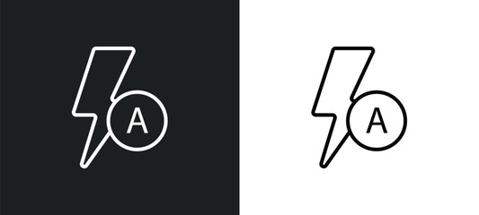 Poster - auto flash line icon in white and black colors. auto flash flat vector icon from auto flash collection for web, mobile apps and ui.