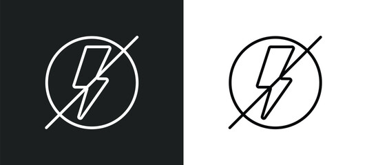 Poster - flash off line icon in white and black colors. flash off flat vector icon from flash off collection 