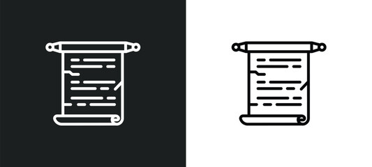 Poster - manuscript line icon in white and black colors. manuscript flat vector icon from manuscript collection for web, mobile apps and ui.