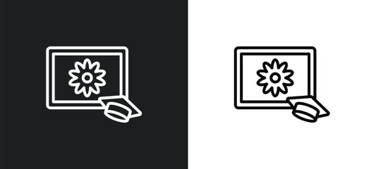 Poster - pictures line icon in white and black colors. pictures flat vector icon from pictures collection for web, mobile apps and ui.