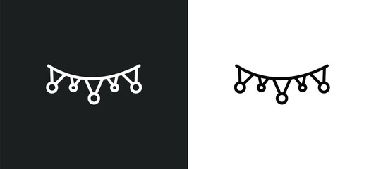Poster - garland line icon in white and black colors. garland flat vector icon from garland collection for web, mobile apps and ui.