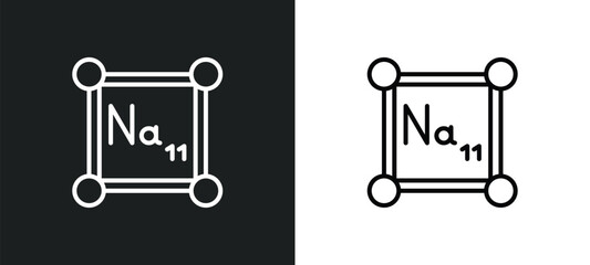 Sticker - periodic table line icon in white and black colors. periodic table flat vector icon from periodic table collection for web, mobile apps and ui.